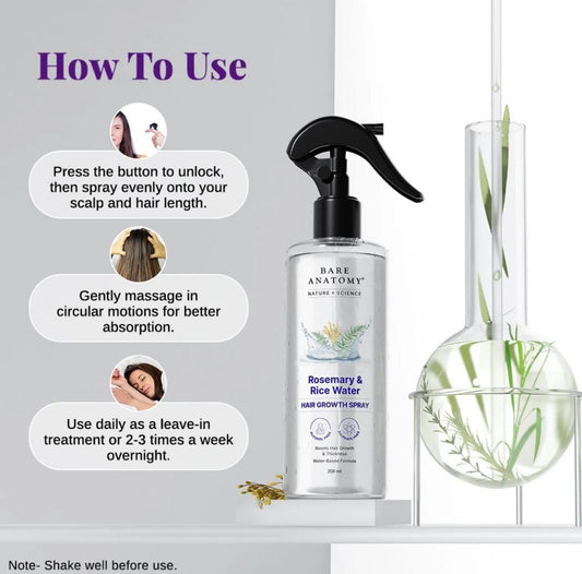 Glowra Rosemary & Rice Water Hair Care Spray (200ml)
