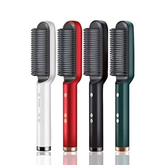 2-in-1 Hair Straightening Brush & Curling Comb – Quick Heating Hair Styler for Smooth Hair