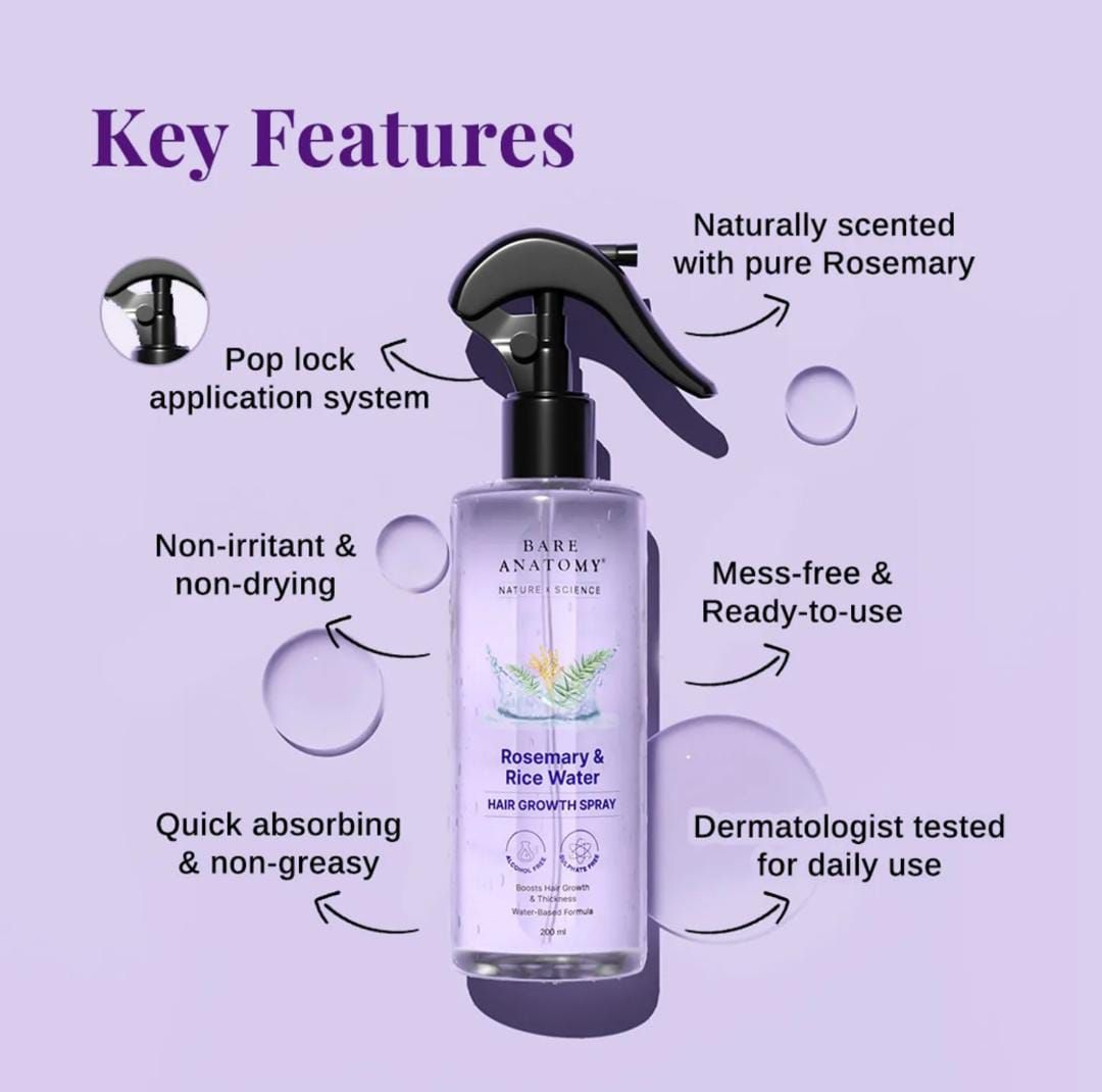 Glowra Rosemary & Rice Water Hair Care Spray (200ml)