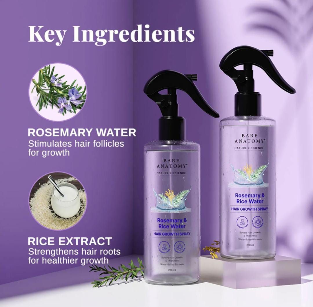 Glowra Rosemary & Rice Water Hair Care Spray (200ml)